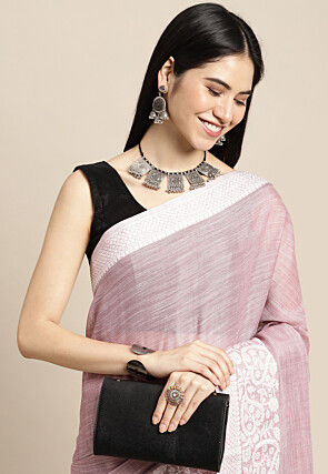 Woven Cotton Saree in Purple