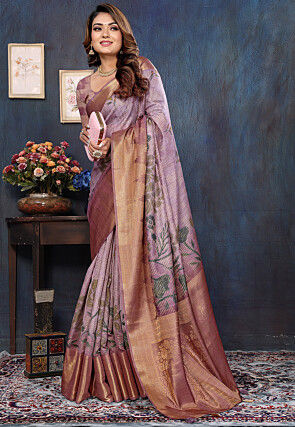 Woven Cotton Saree in Purple