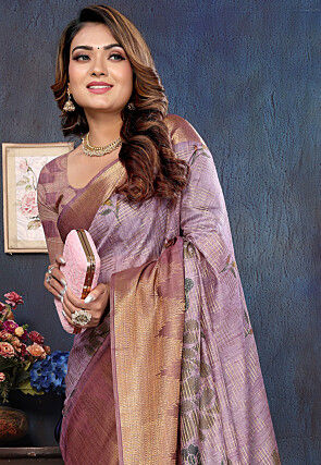 Woven Cotton Saree in Purple