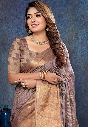 Woven Cotton Saree in Purple