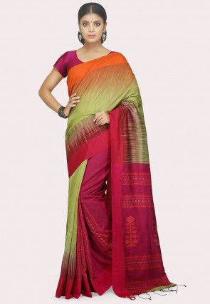 Woven Cotton Silk Handloom Saree in Multicolor