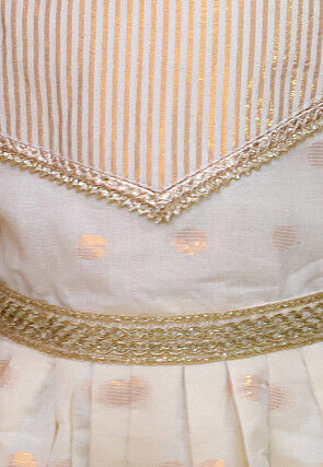 Woven Cotton Silk Jacquard Gown in Off white