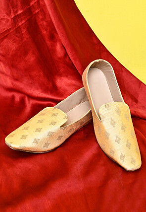 Woven Cotton Silk Jacquard Men Loafer in Pastel Yellow