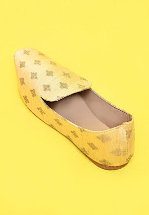 Woven Cotton Silk Jacquard Men Loafer in Pastel Yellow