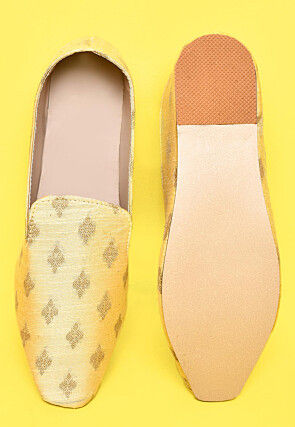 Woven Cotton Silk Jacquard Men Loafer in Pastel Yellow