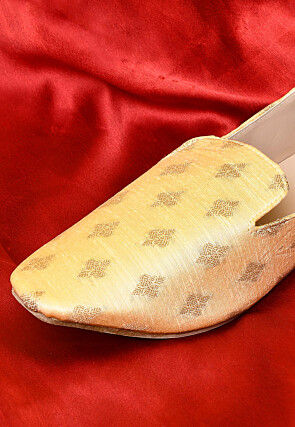 Woven Cotton Silk Jacquard Men Loafer in Pastel Yellow