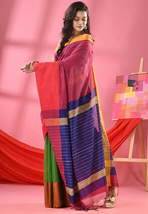Woven Cotton Silk Jacquard Saree in Multicolor