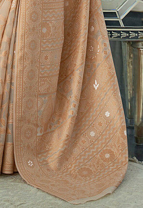 Woven Cotton Silk Saree in Beige