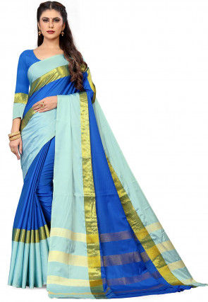 Woven Cotton Silk Saree in Blue