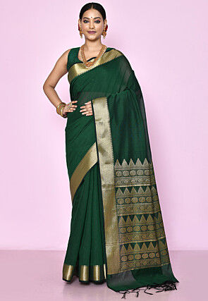 Buy Green Silk Cotton Saree T460387