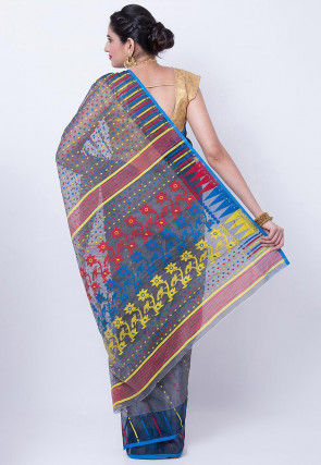 Woven Cotton Silk Saree in Grey