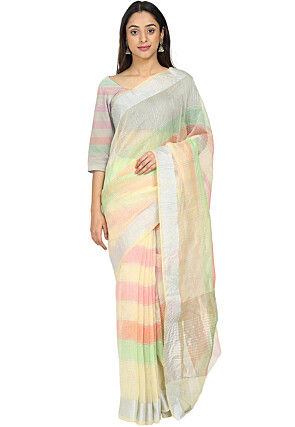 Woven Cotton Silk Saree in Multicolor