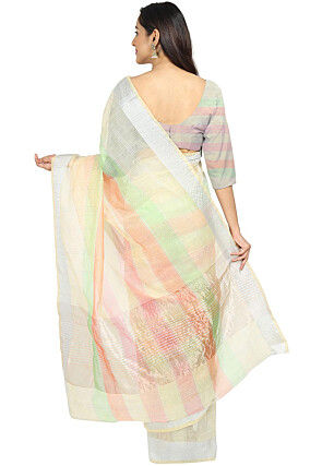 Woven Cotton Silk Saree in Multicolor