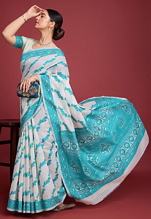 Woven Cotton Silk Saree in Off White