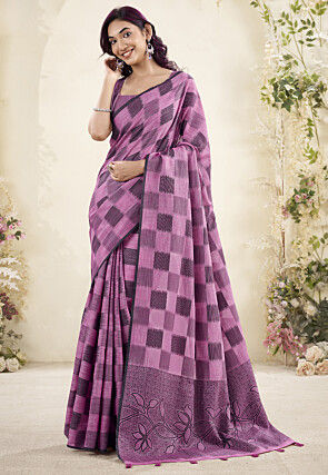 Woven Cotton Silk Saree in Purple