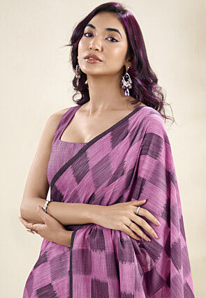 Woven Cotton Silk Saree in Purple