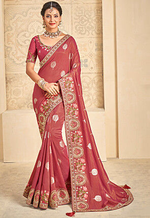 Woven Cotton Silk Saree in Red
