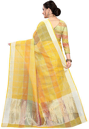 Woven Cotton Silk Saree in Yellow