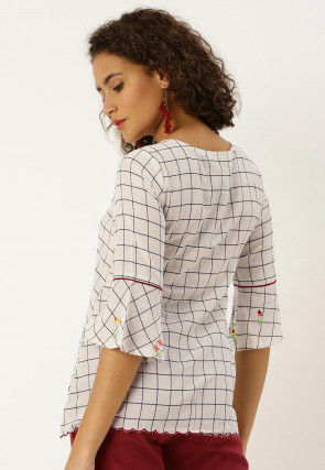 Woven Cotton Slub Top in Off White