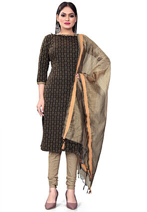 Woven Cotton Straight Suit in Black