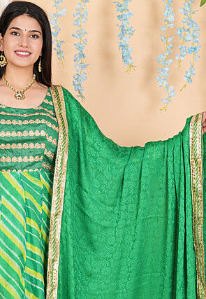 Woven Crepe Jacquard Dupatta in Green