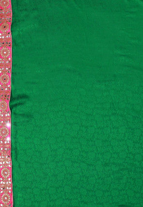 Woven Crepe Jacquard Saree in Green