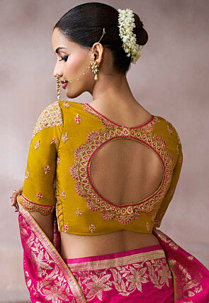 Woven Art Silk Saree in Fuchsia