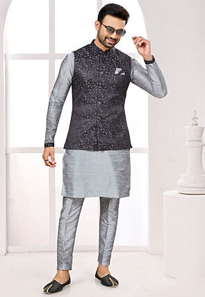 Men s Grey Kurta Pajama Buy Latest Men s Ethnic Wear Online Utsav Fashion