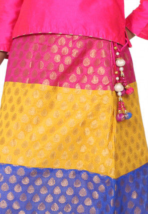 Woven Dupion Silk Top Set in Fuchsia