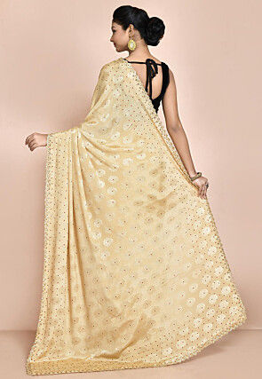 Woven Chiffon Saree in Beige
