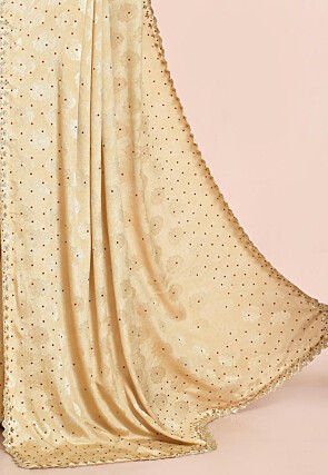 Woven Chiffon Saree in Beige