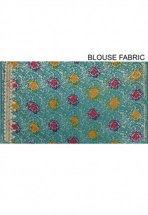 Woven Georgette Brasso Saree in Teal Blue