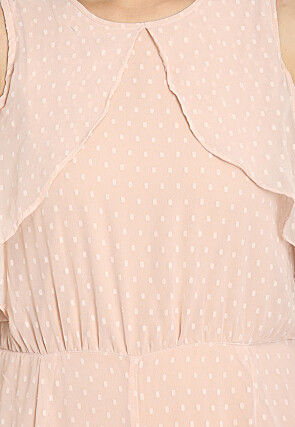 Woven Georgette Brasso Jumpsuit in Light Peach