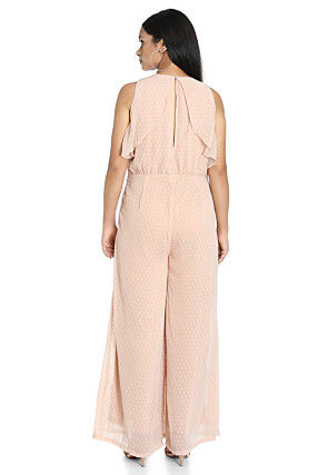 Woven Georgette Brasso Jumpsuit in Light Peach