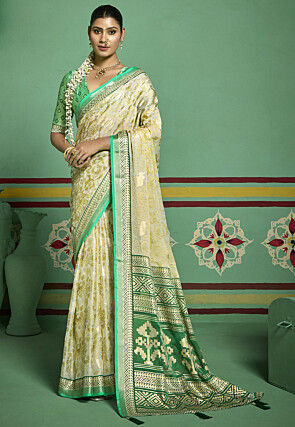 Woven Georgette Brasso Saree in Beige