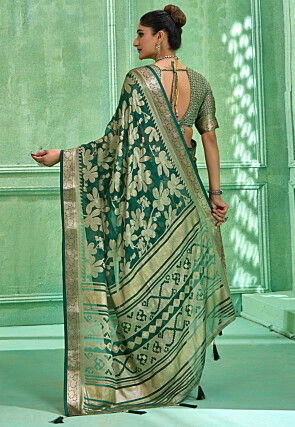 Woven Georgette Brasso Saree in Green