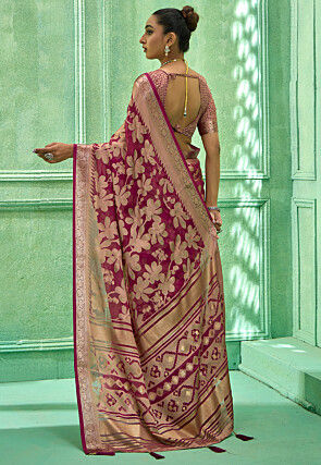 Woven Georgette Brasso Saree in Magenta
