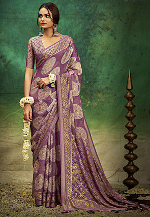 Woven Georgette Brasso Saree in Purple