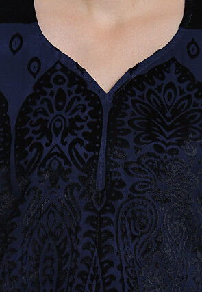 Woven Georgette Brasso Top in Dark Blue