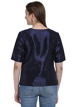 Woven Georgette Brasso Top in Dark Blue