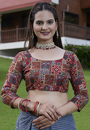 Woven Georgette Jacquard Scalloped Saree in Blue