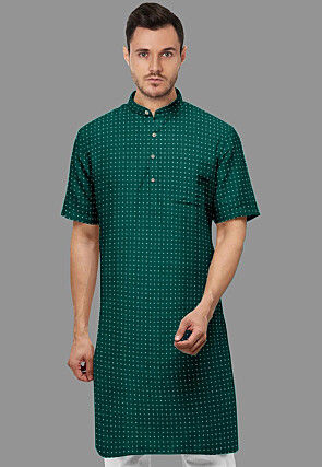 Woven Georgette Kurta in Dark Green