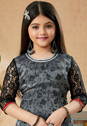 Woven Georgette Lehenga in Red