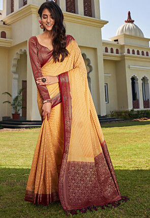 Woven Georgette Saree in Beige