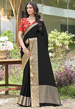 Woven Georgette Saree in Black