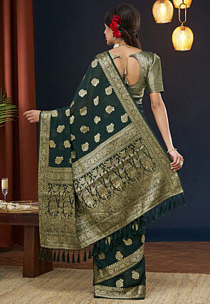 Teal Green Color Georgette Woven Saree