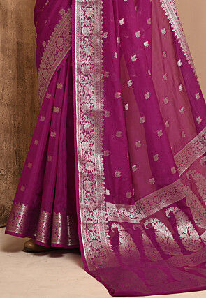 Banarasi Woven Georgette Saree in Magenta