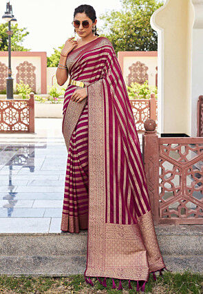 Woven Georgette Saree in Magenta