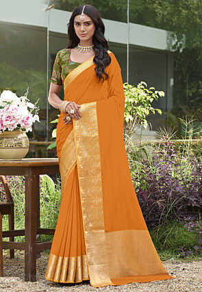 Woven Georgette Saree in Mustard