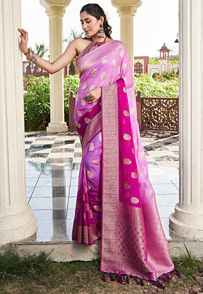 Woven Georgette Saree in Purple Ombre